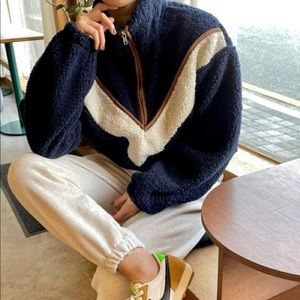 Navy front zipper pullover jacket